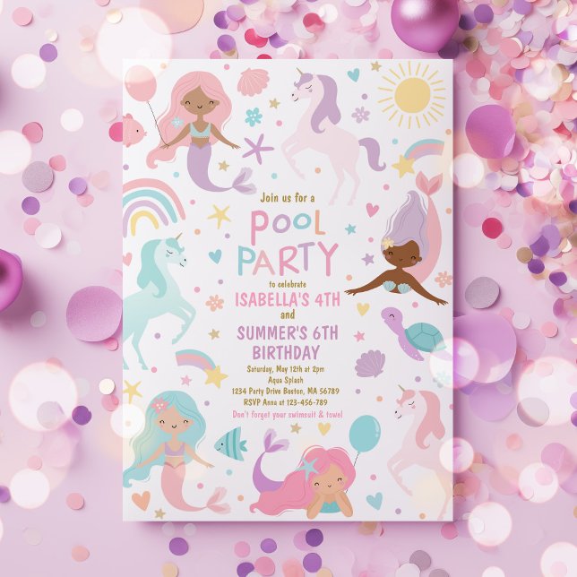 Invitation Fête D'Anniversaire De La Piscine Des Frères Merma (Créateur téléchargé)