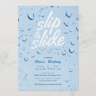 Invitation Fête d'anniversaire de la piscine glissante et gli