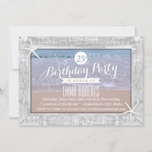 Invitation Fête d'anniversaire de la plage de Starfish en boi