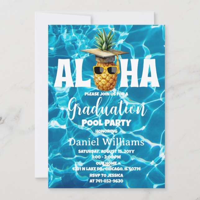 Invitation Fête d'anniversaire de la poule d'études d'Hawaii (Devant)