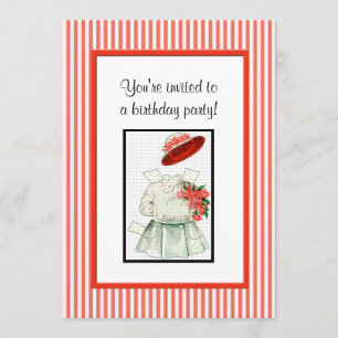 Invitation Fête d'anniversaire de la poupée papier