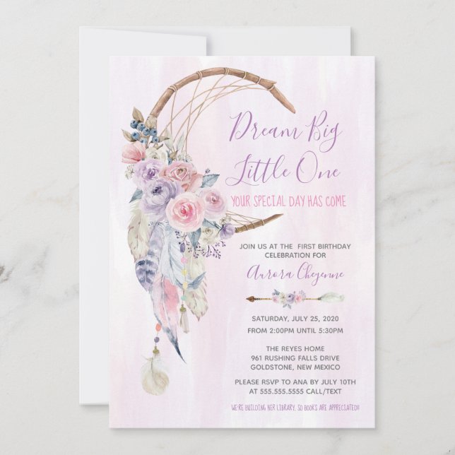 Invitation Fête d'anniversaire de la première fête du Boho, r (Devant)