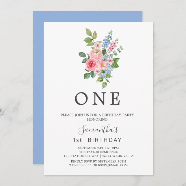 Invitation Fête d'anniversaire de la première floraison de ce (Devant / Derrière)