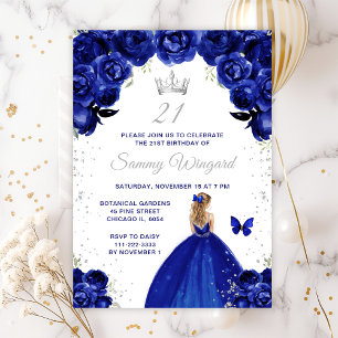 Invitation Fête d'anniversaire de la princesse aux cheveux bl