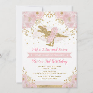 Invitation Fête d'anniversaire de la princesse dinosaure fill