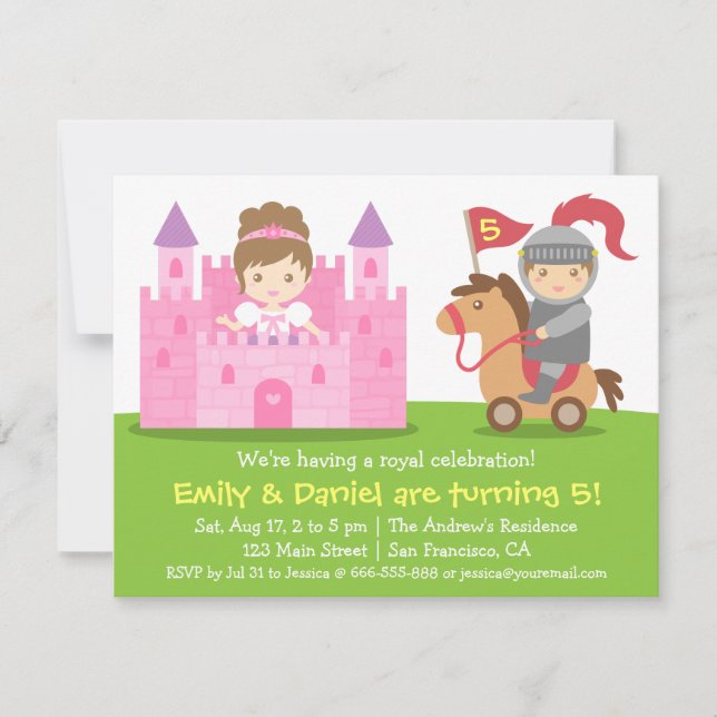 Invitation Fête d'anniversaire de la princesse médiévale et d (Devant)
