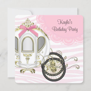 Invitation Fête d'anniversaire de la princesse Zèbre Rose