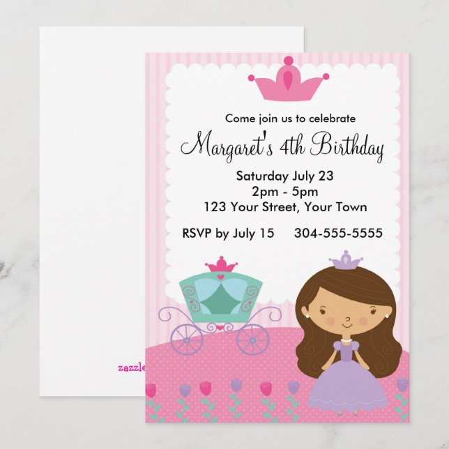 Invitation Fête d'anniversaire de la Royal Princess (Devant / Derrière)