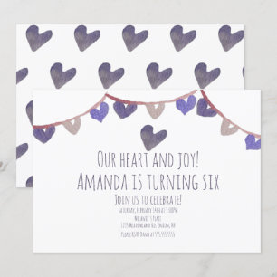 Invitation Fête d'anniversaire de la Saint-Valentin coeurs aq