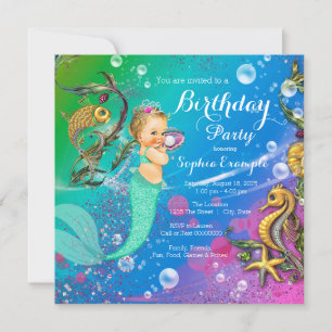 Invitation Fête d'anniversaire de la sirène
