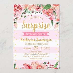 Invitation Fête d'anniversaire de la Surprise Florale Blush P