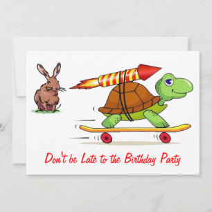 Invitation Fête d'anniversaire de la tortue propulsée par fus