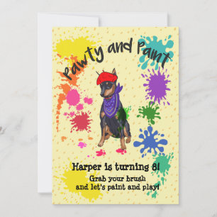 Invitation Fête d'anniversaire de l'adorable chien Doberman