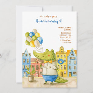Invitation Fête d'anniversaire de l'Alligator