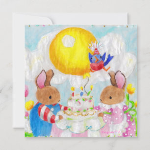 Invitation fête d'anniversaire de lapin