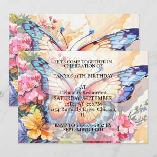 Invitation Fête d'anniversaire de l'art des papillons créatif