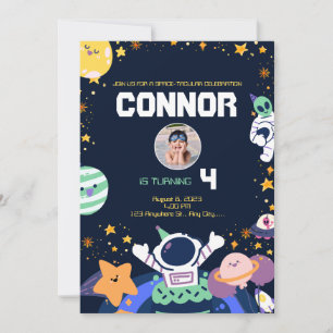 Invitation Fête d'anniversaire de l'astronaute dans l'espace