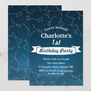Invitation Fête d'anniversaire de l'Astronome de la constella