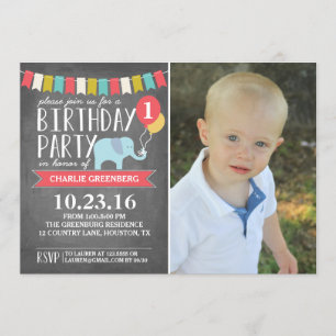 Invitation Fête d'anniversaire de l'éléphant selon l'âge   An