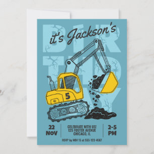 Invitation Fête d'anniversaire de l'enfant à thème de constru