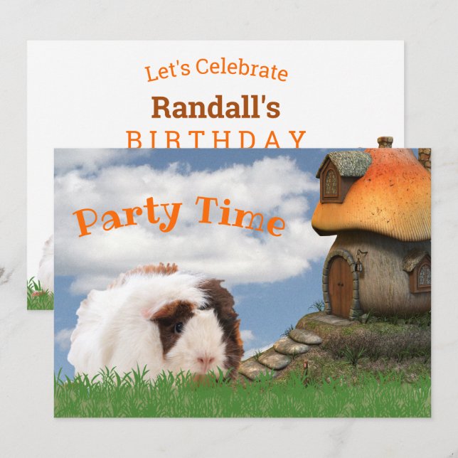 Invitation Fête d'anniversaire de l'enfant Guinéen Cochon de  (Devant / Derrière)