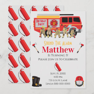 Invitation Fête d'anniversaire de l'enfant pompier