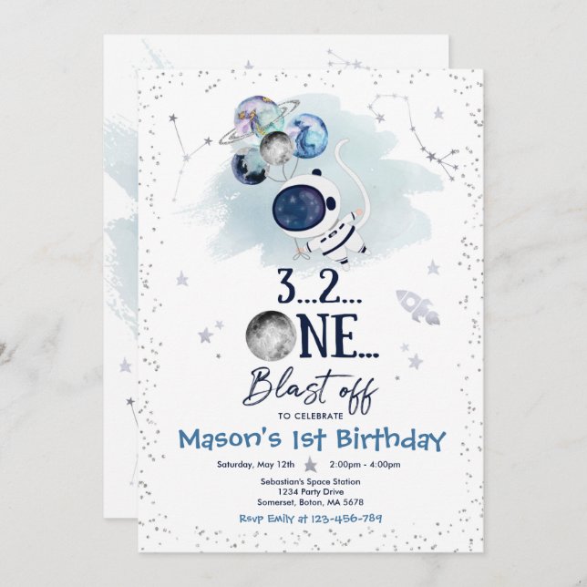 Invitation Fête d'anniversaire de l'espace extra-atmosphériqu (Devant / Derrière)