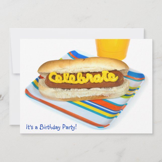 Invitation Fête d'anniversaire de l'été Hot Dog (Devant)