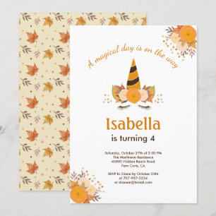 Invitation Fête d'anniversaire de l'Halloween de l'Unicorne m