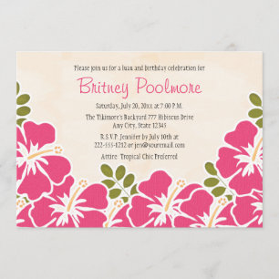 Invitation Fête d'anniversaire de l'Hibiscus de Fuchsia
