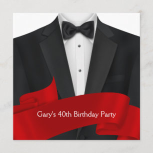 Invitation Fête d'anniversaire de l'homme en smoking noir
