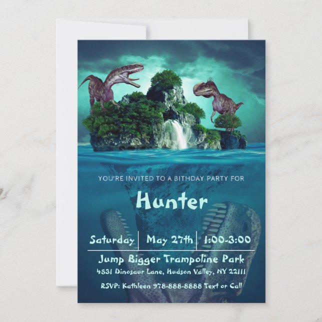 Invitation Fête d'anniversaire de l'île de Dinosaur (Devant)