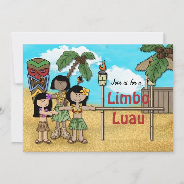 Invitation Fête d'anniversaire de Limbo Luau (Devant)