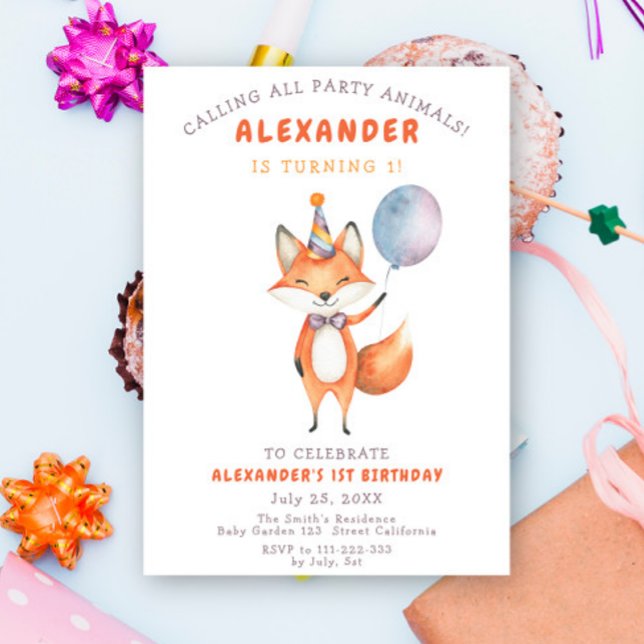 Invitation Fête d'anniversaire de Little Fox (Créateur téléchargé)