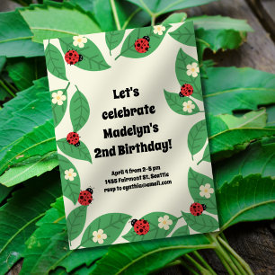 Invitation Fête d'anniversaire de Little Ladybugs
