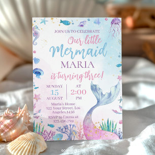 Invitation Fête d'anniversaire de Little Mermaid Ocean Girl