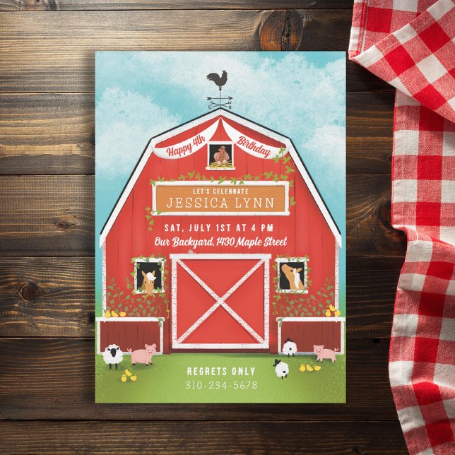 Invitation Fête d'anniversaire de Little Red Barn Farm (Créateur téléchargé)
