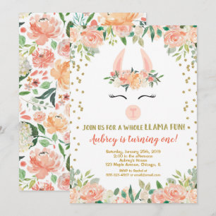 Invitation Fête d'anniversaire de Llama, parties scintillant 