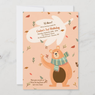 Invitation Fête d'anniversaire de l'ours d'automne
