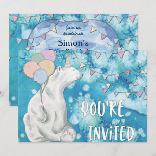 Invitation Fête d'anniversaire de l'ours polaire d'hiver