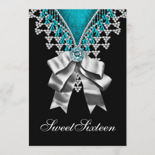 Invitation Fête d'anniversaire de l'Sweet sixteen bleu Turquo
