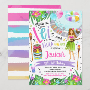 Invitation Fête d'anniversaire de Luau Hawaiian Pineappal Poo