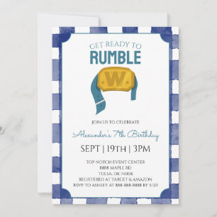 Invitation Fête d'anniversaire de lutte au Gingham Bleu