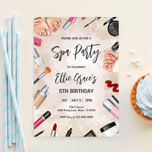 Invitation Fête d'anniversaire de maquillage de Spa Glam Rose