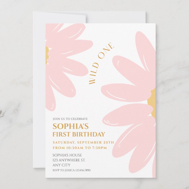 Invitation Fête d'anniversaire de marguerite Bohmian Wild Un  (Devant)