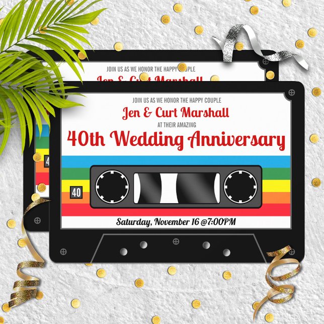 Invitation Fête d'anniversaire de mariage cassette rétro des  (Créateur téléchargé)