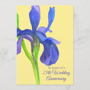 Invitation Fête d'anniversaire de mariage de 25 ans Blue Iris