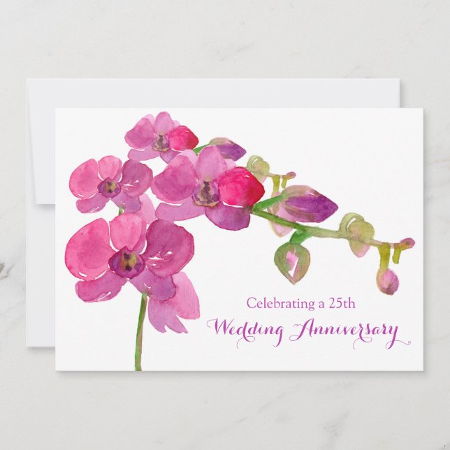 Invitation Fête d'anniversaire de mariage de 25 ans Orchidée  (Devant)