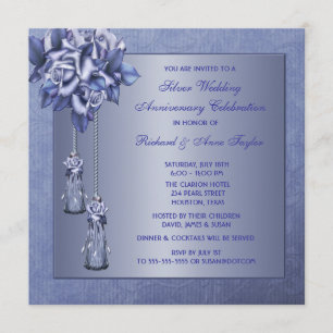 Invitation Fête d'anniversaire de mariage de 25 ans Purple Ro