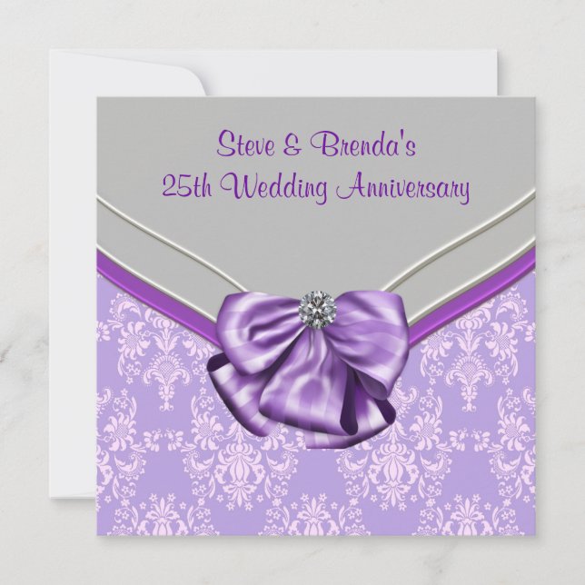 Invitation Fête d'anniversaire de mariage de 25 ans Violet Ar (Devant)